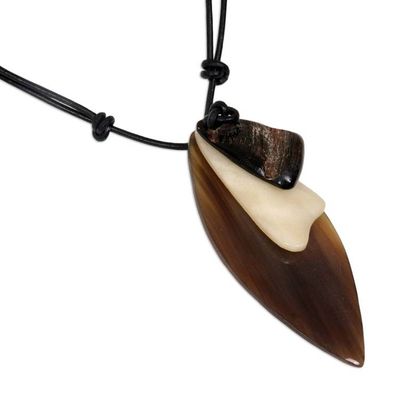 Alternate image for Artisan Crafted Mens Horn Pendant Necklace Shield