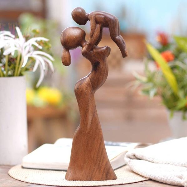 Alternate image for Mother and Child Wood Sculpture Her Pride and Joy