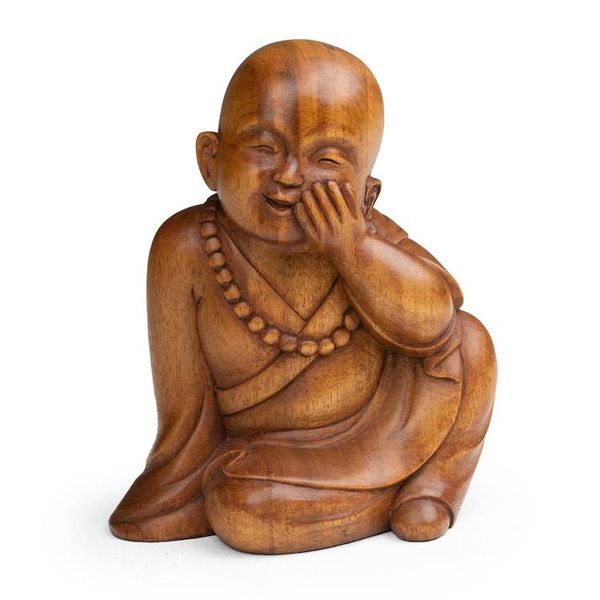 Alternate image for Artisan-Made Buddha-Themed Polished Suar Wood Sculpture Love for Myself