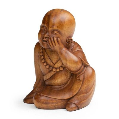 Alternate image for Artisan-Made Buddha-Themed Polished Suar Wood Sculpture Love for Myself