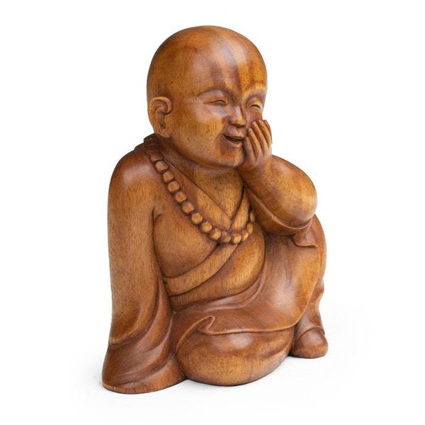 Alternate image for Artisan-Made Buddha-Themed Polished Suar Wood Sculpture Love for Myself