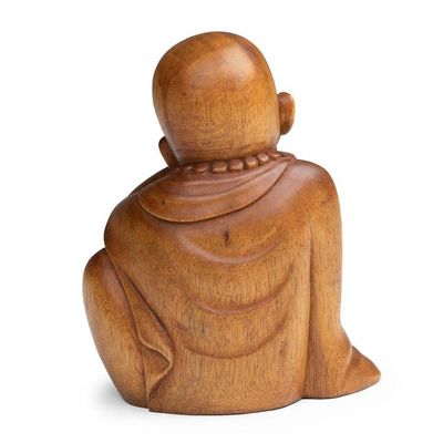 Alternate image for Artisan-Made Buddha-Themed Polished Suar Wood Sculpture Love for Myself