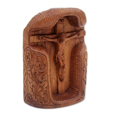 Alternate image for Suar Wood Hand Carved Statuette of the Crucifixion Crucifixion Cross