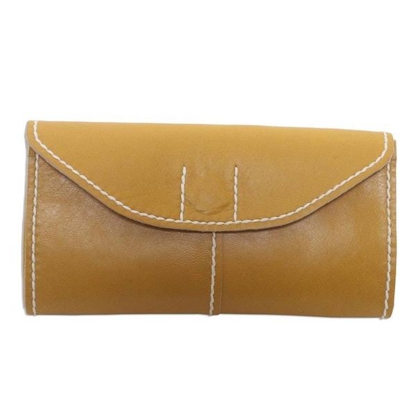 Alternate image for Mustard Yellow Leather Wallet with Magnetic Snap Clasp Stride in Mustard
