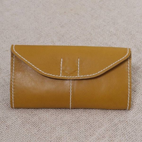 Alternate image for Mustard Yellow Leather Wallet with Magnetic Snap Clasp Stride in Mustard