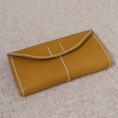 Alternate image for Mustard Yellow Leather Wallet with Magnetic Snap Clasp Stride in Mustard