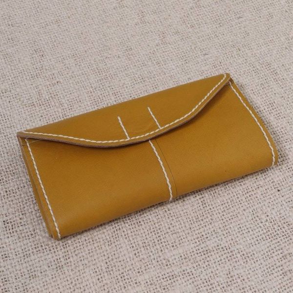 Alternate image for Mustard Yellow Leather Wallet with Magnetic Snap Clasp Stride in Mustard