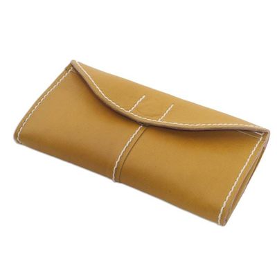 Alternate image for Mustard Yellow Leather Wallet with Magnetic Snap Clasp Stride in Mustard