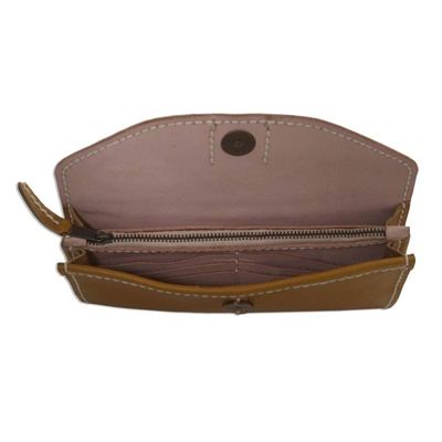 Alternate image for Mustard Yellow Leather Wallet with Magnetic Snap Clasp Stride in Mustard