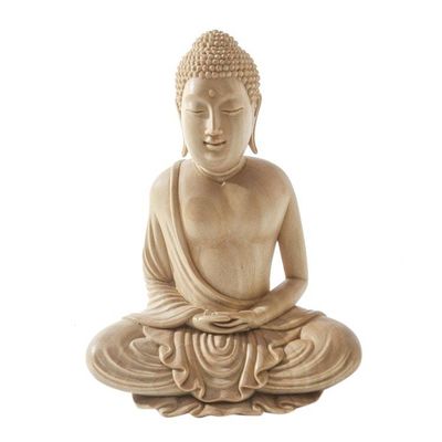Alternate image for Handmade Crocodile Wood Buddha Sculpture Buddha Affirms