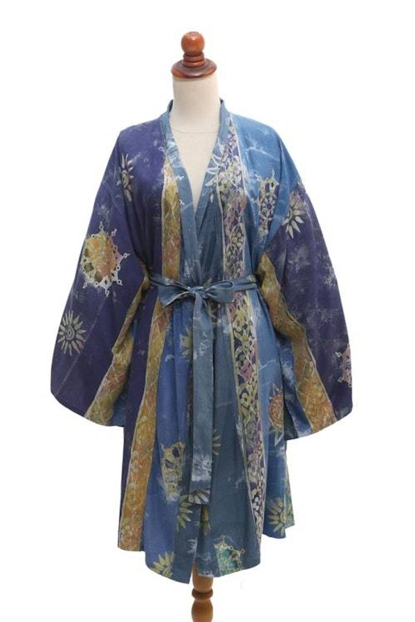 Alternate image for Hand-Stamped Rayon Robe with Chakra Motif Ancient Color