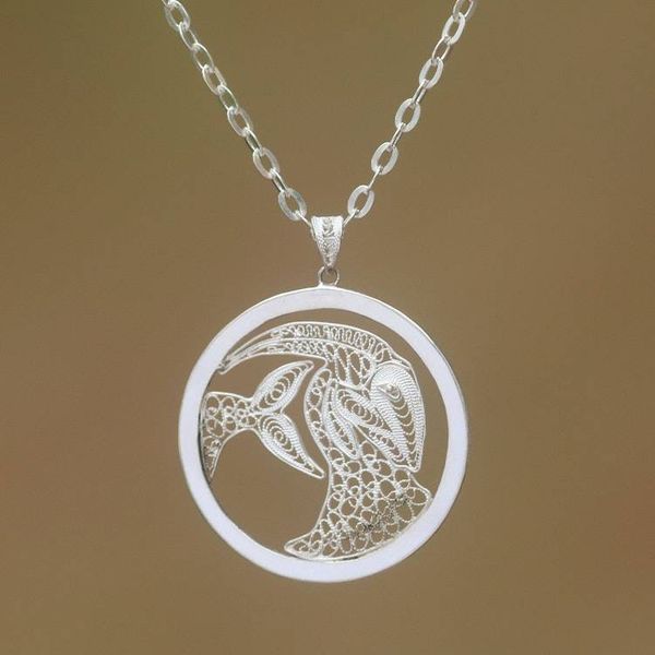 Alternate image for Sterling Silver Filigree Capricorn Necklace from Java Elegant Capricorn
