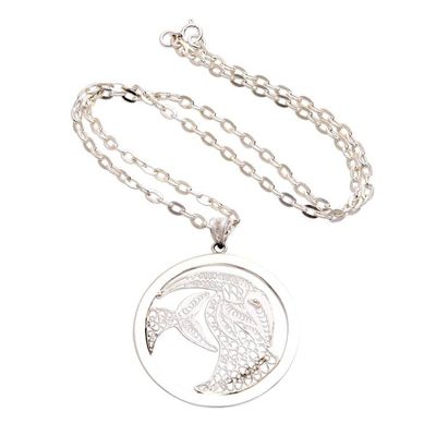 Alternate image for Sterling Silver Filigree Capricorn Necklace from Java Elegant Capricorn