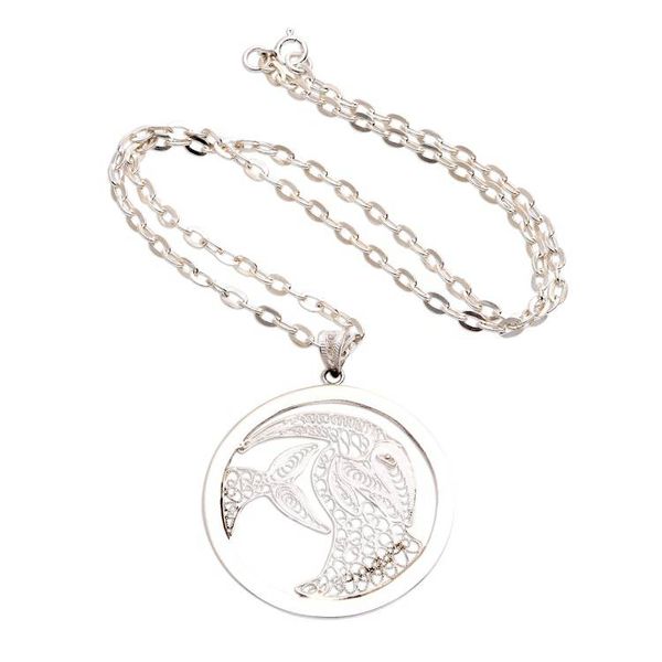 Alternate image for Sterling Silver Filigree Capricorn Necklace from Java Elegant Capricorn