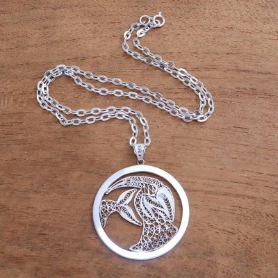 Alternate image for Sterling Silver Filigree Capricorn Necklace from Java Elegant Capricorn