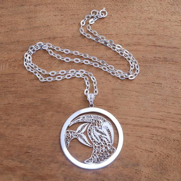 Alternate image for Sterling Silver Filigree Capricorn Necklace from Java Elegant Capricorn