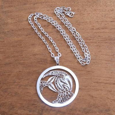 Alternate image for Sterling Silver Filigree Capricorn Necklace from Java Elegant Capricorn