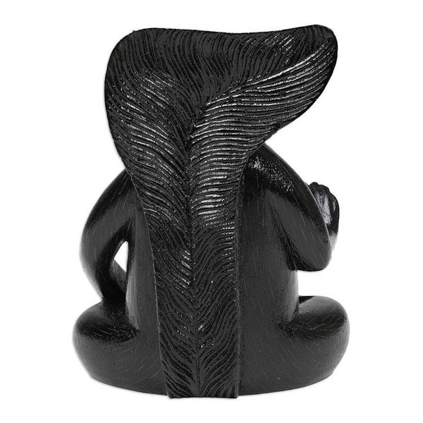 Alternate image for Hand-Carved Wood Sculpture of Meditating Squirrel in Black Blessing Squirrel in Black