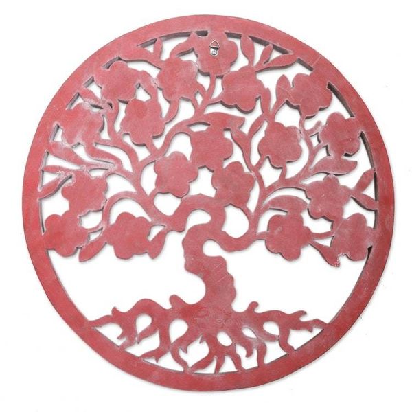 Alternate image for Artisan Crafted Suar Wood Relief Panel Flowering Shimmer