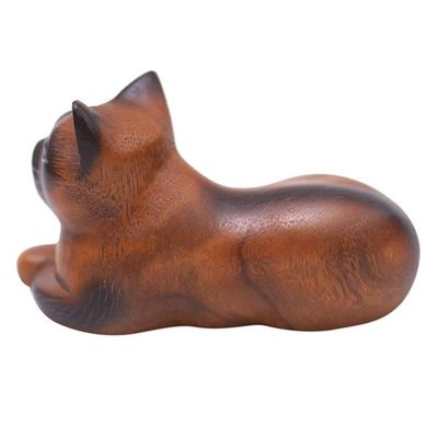 Alternate image for Bali Hand Carved Wood Sculpture of a Relaxed Siamese Cat Calm Kitty
