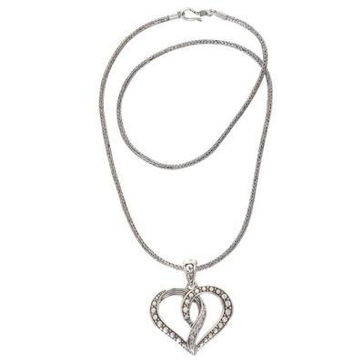 Alternate image for Romantic Balinese Heart Necklace Crafted of Sterling Silver Unity of the Heart