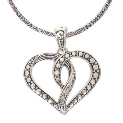 Alternate image for Romantic Balinese Heart Necklace Crafted of Sterling Silver Unity of the Heart