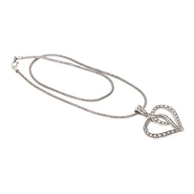 Alternate image for Romantic Balinese Heart Necklace Crafted of Sterling Silver Unity of the Heart