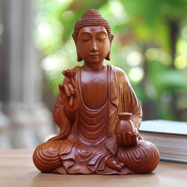 Alternate image for Hand Made Suar Wood Buddha Sculpture Holy Pitcher