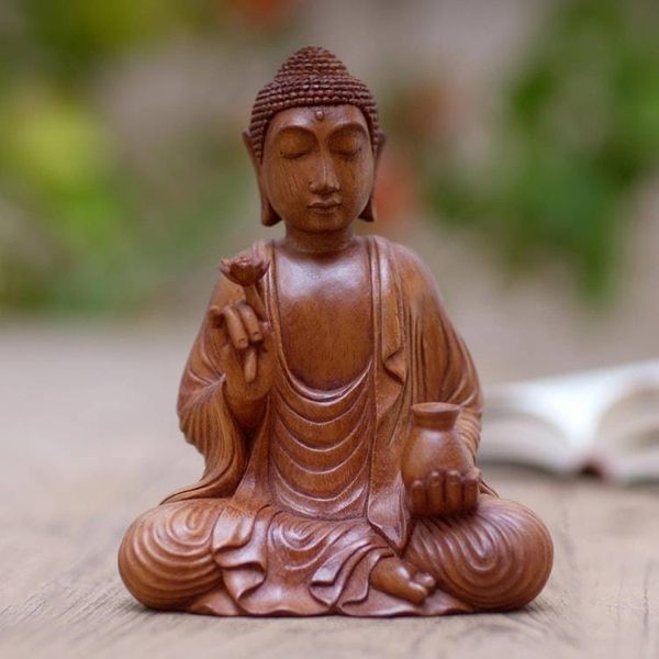 Alternate image for Hand Made Suar Wood Buddha Sculpture Holy Pitcher