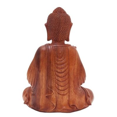 Alternate image for Hand Made Suar Wood Buddha Sculpture Holy Pitcher