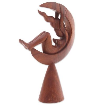 Alternate image for Handcrafted Indonesian Wood Sculpture The Moon Goddess I