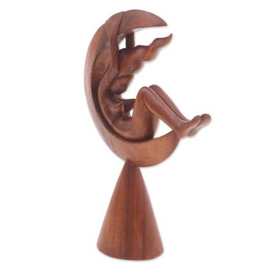 Alternate image for Handcrafted Indonesian Wood Sculpture The Moon Goddess I