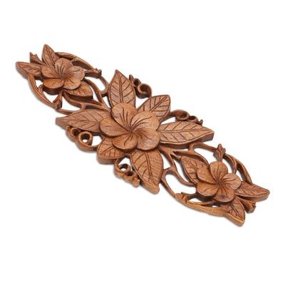 Alternate image for Plumeria Blossoms Wall Sculpture from Bali Three Plumeria Blossoms