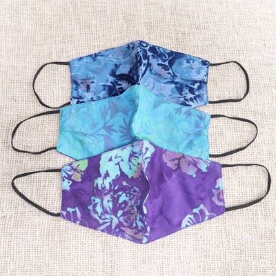 Primary image for 3 Handmade Floral Batik 2-Layer Face Masks from Bali Summer Blossoms