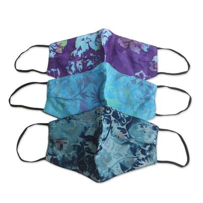 Alternate image for 3 Handmade Floral Batik 2-Layer Face Masks from Bali Summer Blossoms
