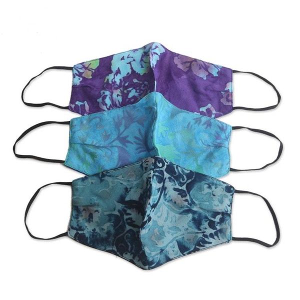 Alternate image for 3 Handmade Floral Batik 2-Layer Face Masks from Bali Summer Blossoms