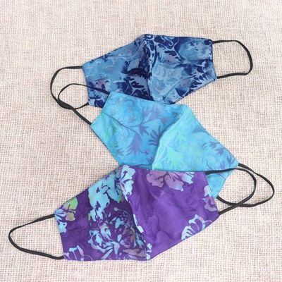 Alternate image for 3 Handmade Floral Batik 2-Layer Face Masks from Bali Summer Blossoms