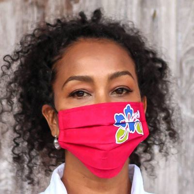 Alternate image for 4 Handmade Hibiscus Batik 2-Layer Face Masks from Bali Island Hibiscus