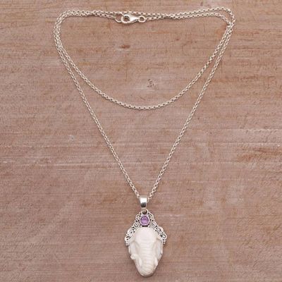 Alternate image for Amethyst Elephant Pendant Necklace from Bali Elephant Emergence