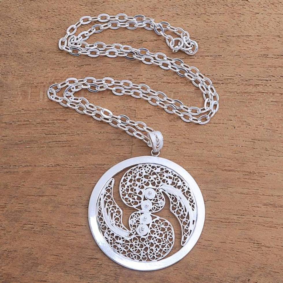Sterling Silver Filigree Gemini Necklace from Java 'Elegant Gemini'