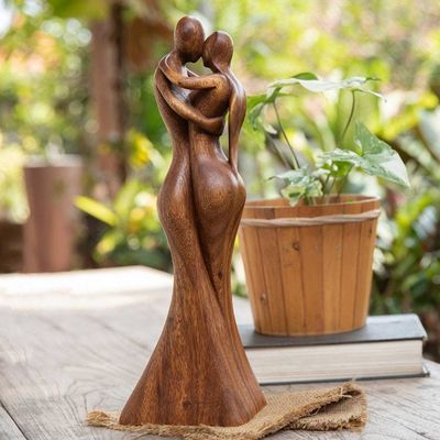 Alternate image for Wedding-Themed Romantic Handcrafted Suar Wood Sculpture Wedding Ball