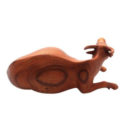 Alternate image for Suar Wood Buffalo Sculpture Hand-Carved in Bali Resting Buffalo