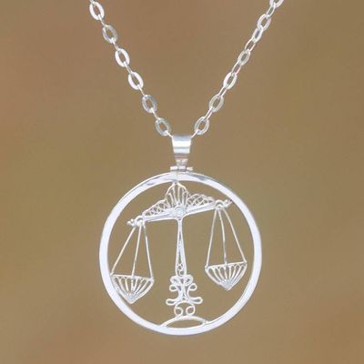 Primary image for Sterling Silver Filigree Libra Necklace from Java Elegant Libra