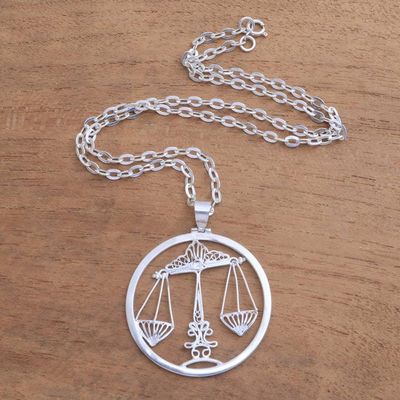 Alternate image for Sterling Silver Filigree Libra Necklace from Java Elegant Libra