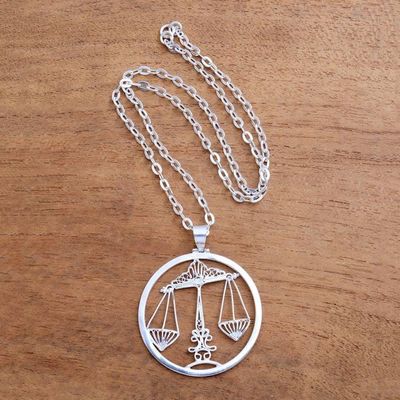 Alternate image for Sterling Silver Filigree Libra Necklace from Java Elegant Libra