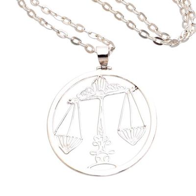 Alternate image for Sterling Silver Filigree Libra Necklace from Java Elegant Libra