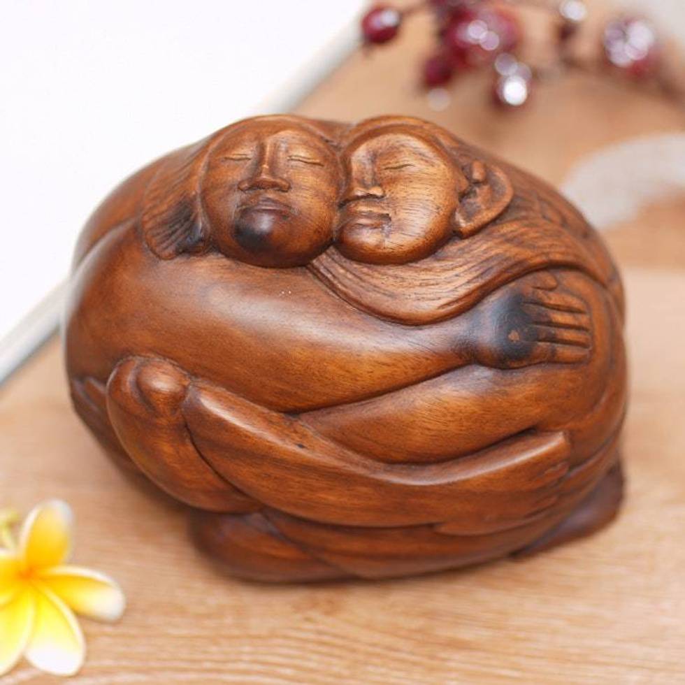 Hand Carved Original Wood Sculpture 'Romancing'