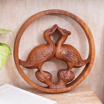 Primary image for Duck-Themed Suar Wood Relief Panel Kiss Me More