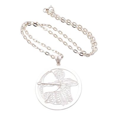 Alternate image for Sterling Silver Filigree Sagittarius Necklace from Java Elegant Sagittarius