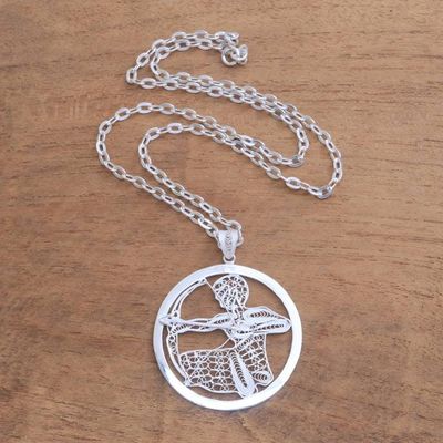 Alternate image for Sterling Silver Filigree Sagittarius Necklace from Java Elegant Sagittarius